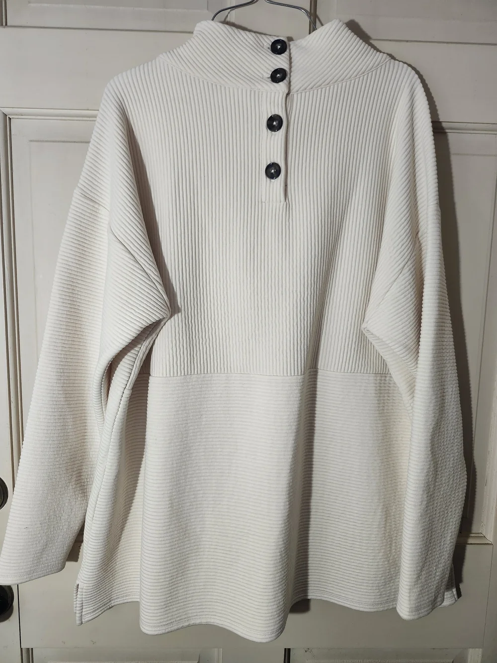 Wonderly Ivory Ribbed Mock Neck Sweatshirt